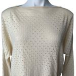 Vince  Ivory Pointelle Wool Cashmere Boatneck Drop Sleeve Sweater, Sz S Photo 8