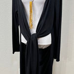 RUTI Elegant Black Rear Draped Lagenlook Cardigan Tie Up Long Sleeve Medium Photo 0