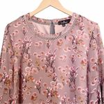 Lulus Day Date Mauve Floral Print Tiered Flounce Sleeve Mini Dress Size Medium Pink Photo 3