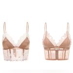 SNT Elegant Beige and White Floral Lace Top S Tan Photo 10