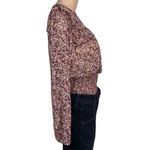 Love, Fire Womens Blouse Top Shirt Ruffled Smocked Hem Sheer Floral Red XS Photo 3