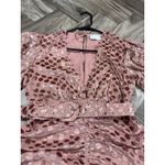 ASOS DESIGN velvet flocked spot mini dress with puff sleeve and belt pink Sz 4 Photo 6