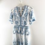 Altar'd State Short Sleeve Embroidered Sheer Boho Lace Catania Maxi Dress Blue S Photo 5