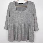 Kim And Cami New  Square Neck Babydoll Soft Knit Sweater Heather Grey Photo 10