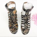 Vionic  Perk Sami Leather Caged Heeled Sandals: Black Boa Snakeskin Photo 1