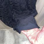 Cute black lace scalloped hem party mini dress lined 3/4 sleeve holiday club NYE Photo 5