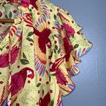 Rachel Roy Red &Yellow Colorful Parrot Print Short Ruffle Sleeve Blouse Large Green Size undefined Photo 2
