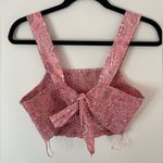 House of Harlow  1960 Smocked Tie Back Crop Top Pink Paisley Floral Medium NWOT Photo 3