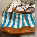 Vera Wang Blue striped tote Photo 4