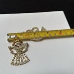 Lot Of 2 Prong Set Rhinestone Christmas Holiday Angels Brooch Pin Gold Tone Photo 1