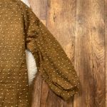 Flower & Feather Cardigan Womens Medium Puff Sleeve Cream Dot Lightweight‎ Brown Photo 2