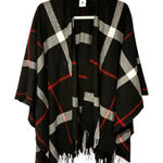 Jessica McClintock  Super Soft Black Plaid Poncho Caper One Size fits most Photo 0