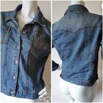 Denim Jean Jacket Vinatge Western SMALL BLUE Women's Stitched Access AC Photo 4