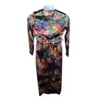 Ego Trippin’ Floral Velvet Maxi Dress Vintage Retro Vibrant XS Red Photo 6