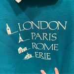 Chic Vintage 80’s teal collared sweatshirt soft London Paris Rome Erie luxe USA Blue Size L Photo 4