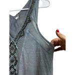 Free People  Bluish Gray Beaded Mesh Tank Top Small Photo 6