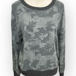 Splendid Women's Leaf Camo Crewneck Sweatshirt Gray Size S Casual Long Sleeve Photo 0