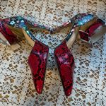 None Chic Floral Red and Black Women's Heels Photo 3