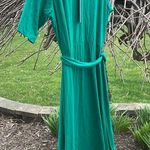 Nicole Miller v neck 3/4 sleeve belted maxi spring dress grass green size XL NWT Photo 5