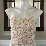 Hippie Rose Shirred Smock Tank Top Floral Cropped Length Ivory Multi Size S NWT Photo 2