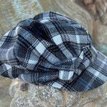 Mudd Womens Hat Newsboy Cabbie Plaid Black Gray Bow Preppy VTG Y2K from Photo 0