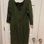 Sharagano Career Dress‎ Olive Green Animal Print 3/4 Sleeve Pockets Size L Photo 2