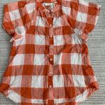 Anthropologie Maeve Orange Gingham Blouse XS Photo 1