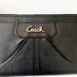 Coach Smooth Black Leather Wristlet Wallet Clutch Card Slots Zip Top Photo 10