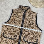 J. Crew Factory Animal Print Puffer Quilted Vest Full Zip Snap Pockets M Tan Size M Photo 13