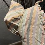Gap 🌺THE  PASTEL AND GOLD STRIPPED FLUTTER SLEEVE TOP SIZE MEDIUM 🌺 Photo 1