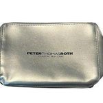 Peter Thomas Roth Cosmetic Bag Silver Travel Toiletry Case Zip Top Make Up NEW Photo 0