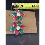 Retro Floral Power Earrings Pink & Teal Petal Perfection! Photo 5