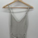 Monteau  Women Gray White Striped Jumpsuit Belt Pockets Cotton Blend Size Small Photo 3