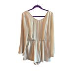 Illa Illa  Women's Ivory Long‎ Sleeve Scoop short jumpsuit M Photo 2