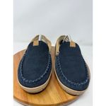 Clarks Mens 11M Navy Suede Moccasin Slippers Shearling Lined Tan Trim Photo 4