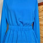 New York And Company  Royal Blue Chiffon Long Sleeve Tie Back Top Blouse Small Photo 4