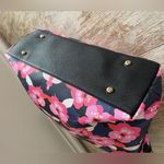 Trina Turk  Narcissus Tote NWT Double Handled Shoulder Strap Navy Pink Floral Lux Photo 10