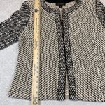 St. John  Knit Jacket Size 14 Black Ivory Zip Front Made USA Tweed Blazer Womens Photo 8