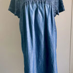 Lucky Brand  Shirred Blue Chambray Short Sleeve Dress Photo 0