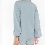 Show Me Your Mumu Sage Green Gray Gianni Knit Romper Patch Pockets Size Large Photo 3