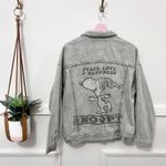 American Eagle NWT AE x Peanuts Snoopy Peace Love and Happiness Denim Jacket Size S Photo 5