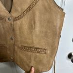 Vintage American MOB boho cowgirl leather western vest jacket large festival Tan Photo 4