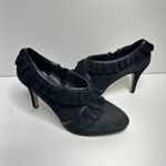 Adrienne Vittadini  Black Suede Ruffle Heels,‎ Women's Size 9 Booties Photo 9