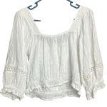 American Eagle Square neck crochet eyelet poof sleeve Cottagecore crop #755 Photo 3