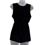 Harvé Benard Harve Benard Black Sleeveless Crepe Peplum Tank Top Gold Center Zipper Size M Photo 3