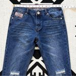 POL Raw Frayed Hem Distressed Mid Rise Straight Leg Jeans Medium Photo 2