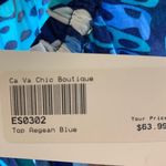 Escapada New  Living Aegean Blue Fish Print Drawstring Neck Casual Beach Top [xs] Photo 6