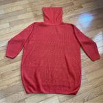 Micha Lounge Balloon Sleeve Turtleneck Chunky Knit Sweater Dress Red Orange Sz L Size L Photo 4