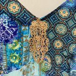 Delicates Blue Paisley Boho Top Vintage Y2K Babydoll Style V Neck Size M Photo 2