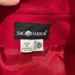 Sag Harbor Vintage  Women 100% Pure Wool Blazer Jacket Single Gold Button Red 12 Photo 5